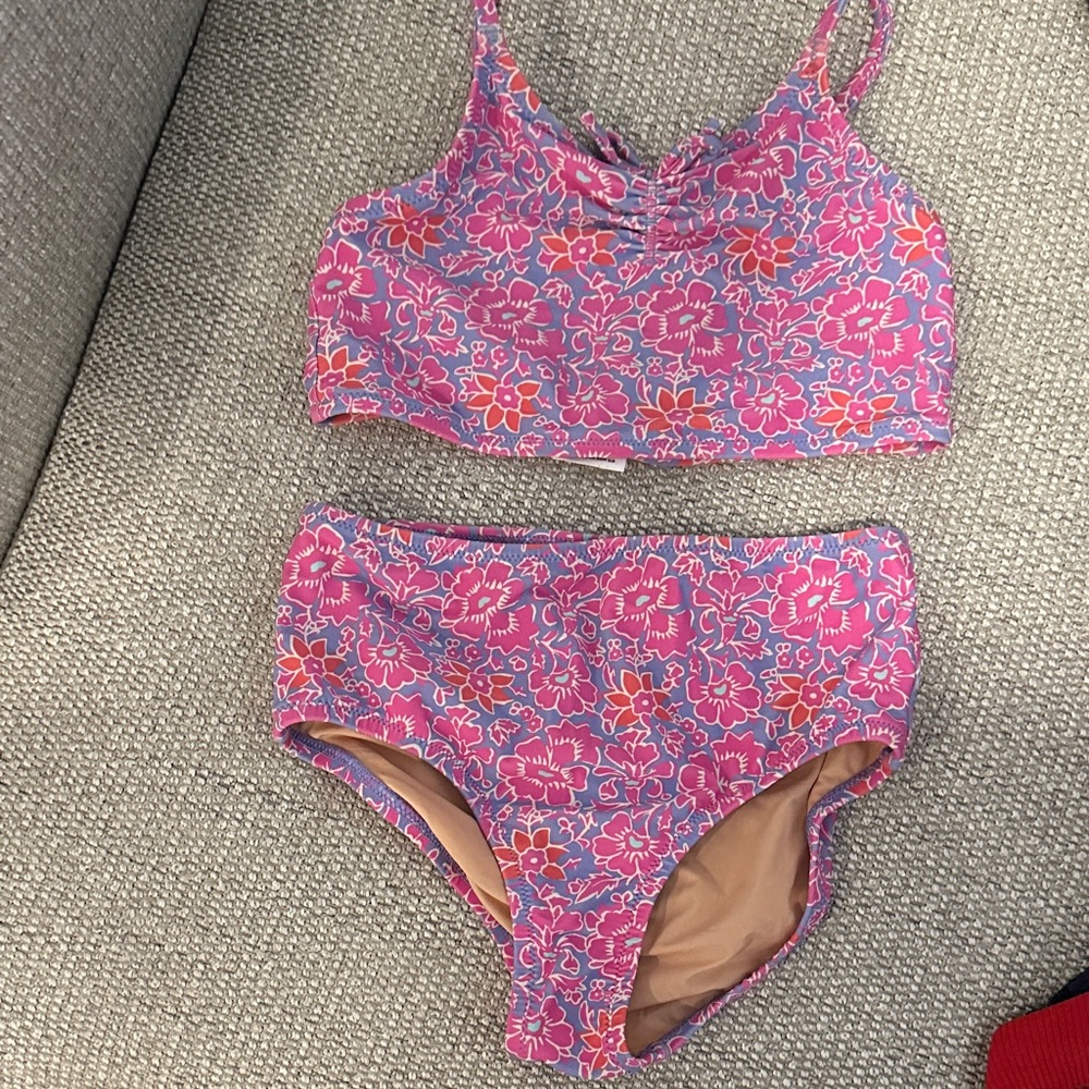 Girls crewcuts Floral Pink and Red Bikini Set